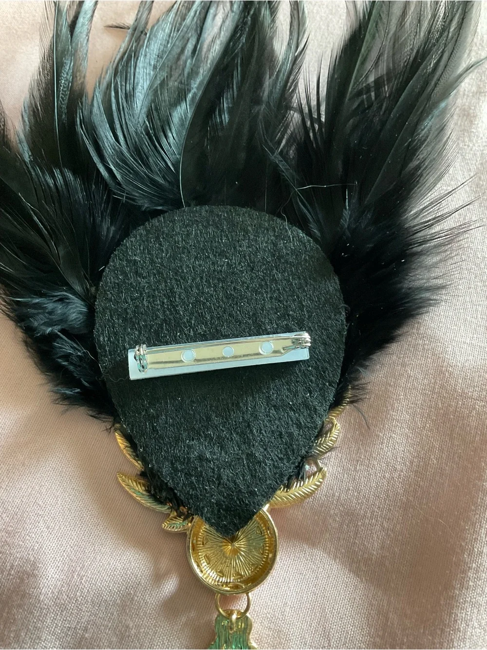 Handmade Flapper Feather Rhinestone Pearl Art Deco Brooch. Was flapper Headband.
